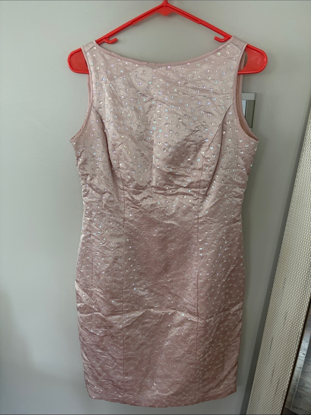 Sleeveless Pink Sequin Polka Dot Mini Dress